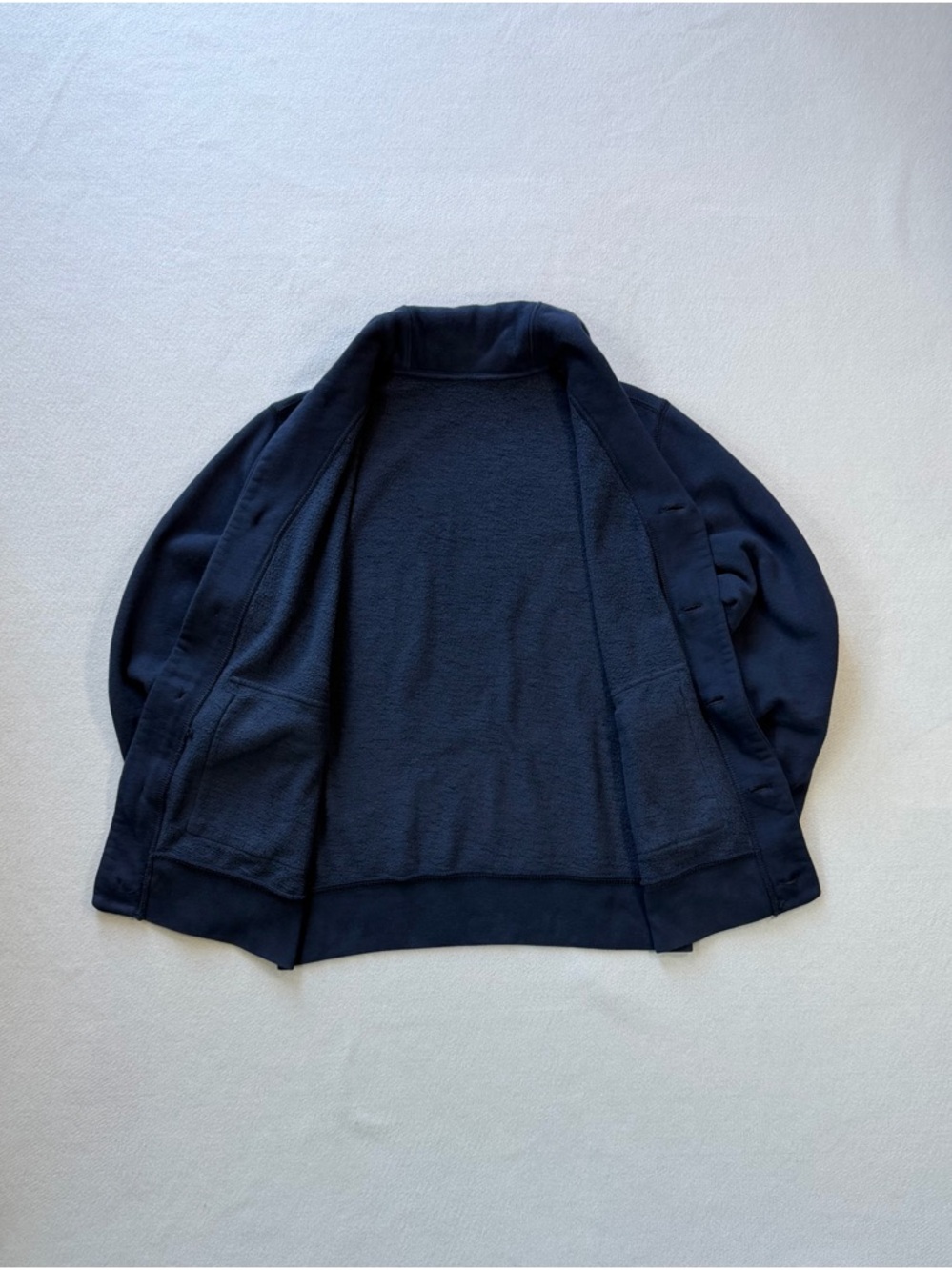 Men’s Medium Navy Button Front Cardigan Jacket Fleece Pockets - Picture 6 of 10